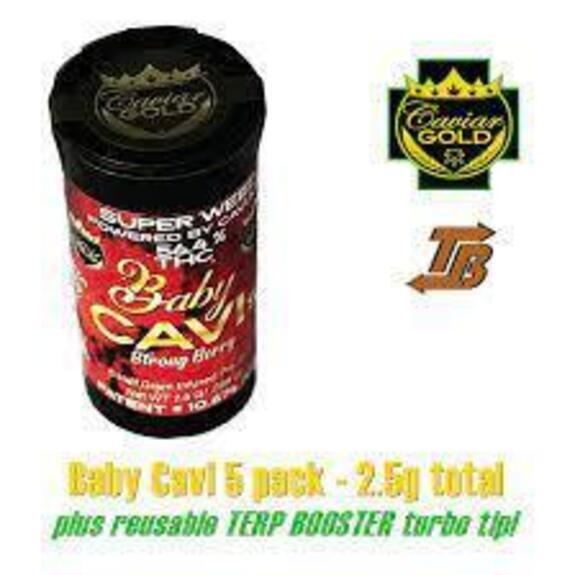 Photograph of product: Caviar Gold - Strongberry 5pk Baby Cavis Infused Pre-Rolls