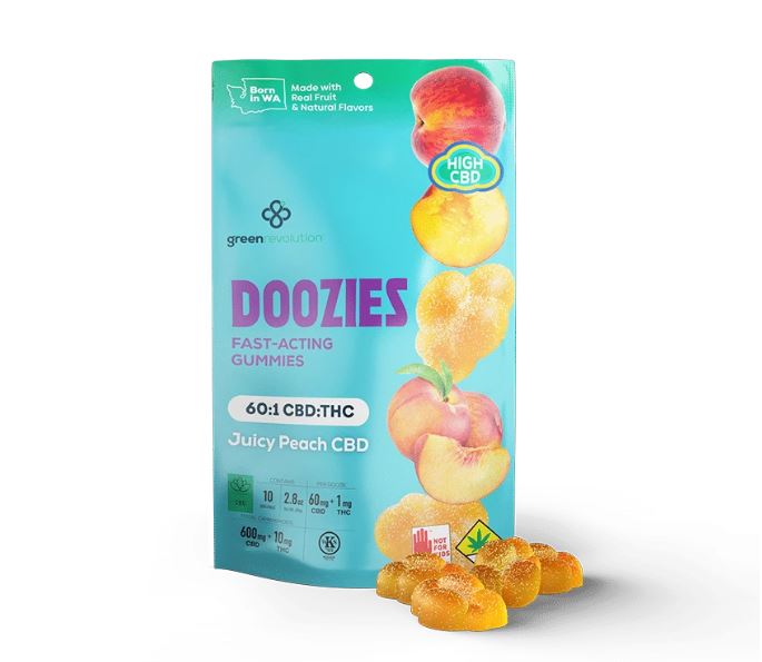 Photograph of product: Doozies | Peach 60:1 (600mg CBD; 10mg TH-oui) | Edible