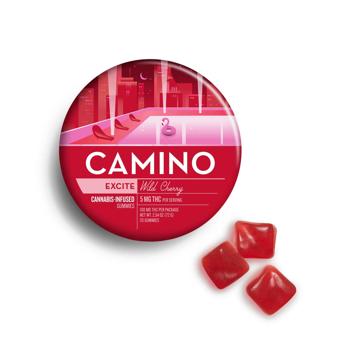 Photograph of product: CAMINO WILD CHERRY GUMMIES 100MG