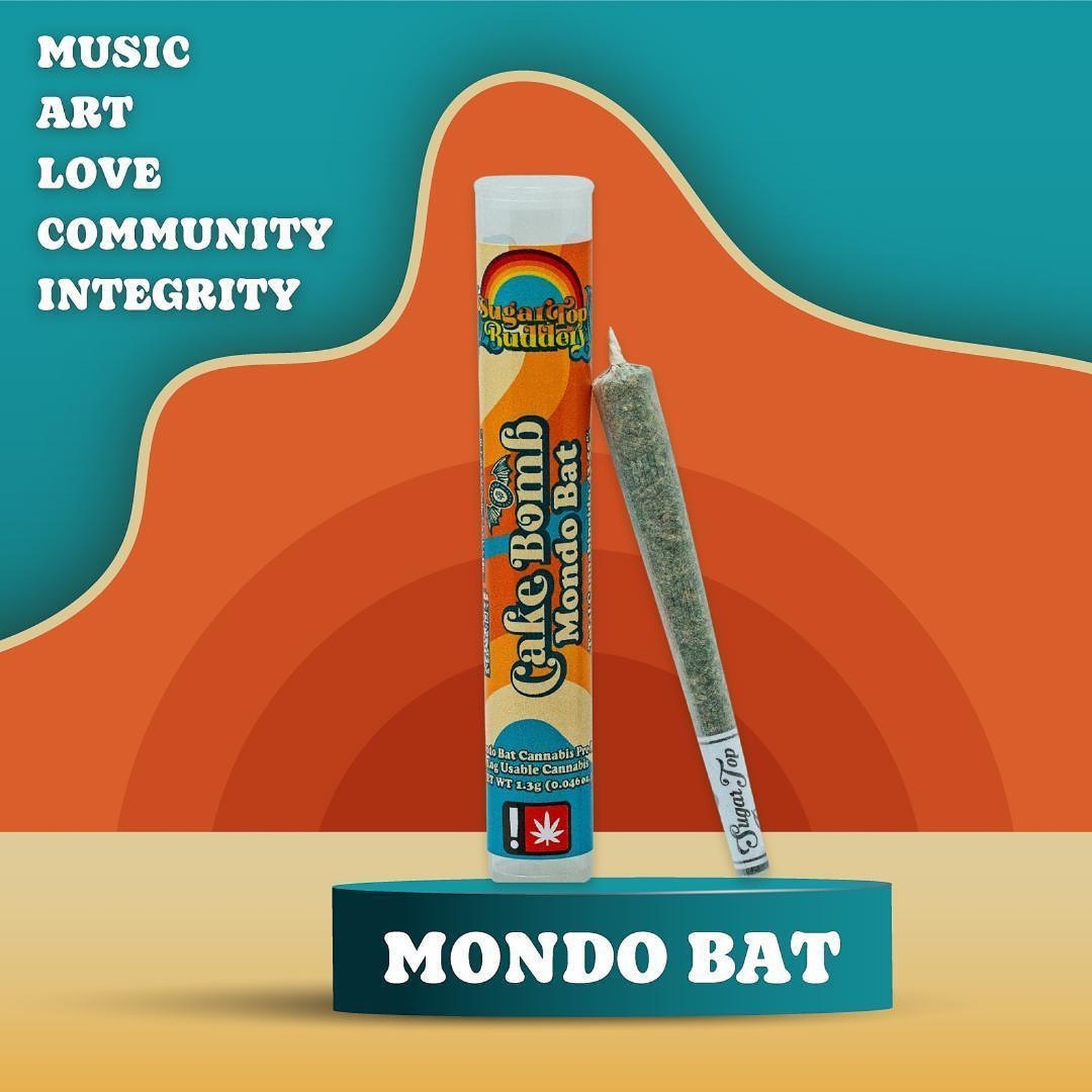 Photograph of product: SugarTop > Mondo Bats > Pre Roll 1g > Ice Cream Cake
