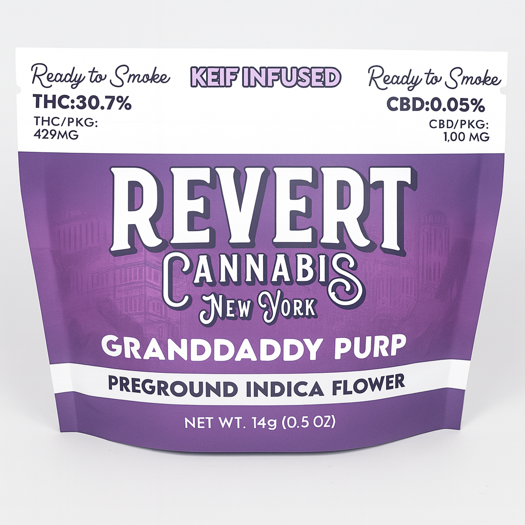 Photograph of product: Grandaddy Purp | 14g Pre-Ground Kief Infused