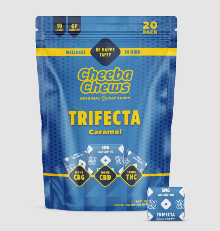 Photograph of product: CHEEBA CARAMEL- TRIFECTA 100MG | 20PK