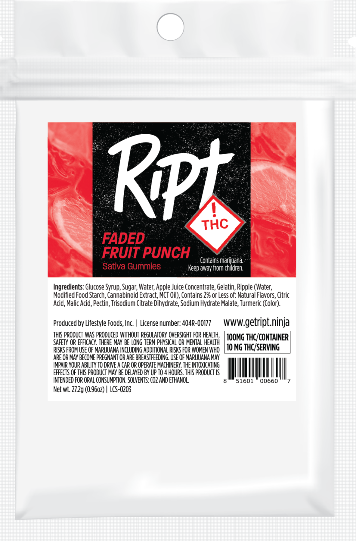 Photograph of product: Ript Gummies Oui'd: Faded Fruit Punch