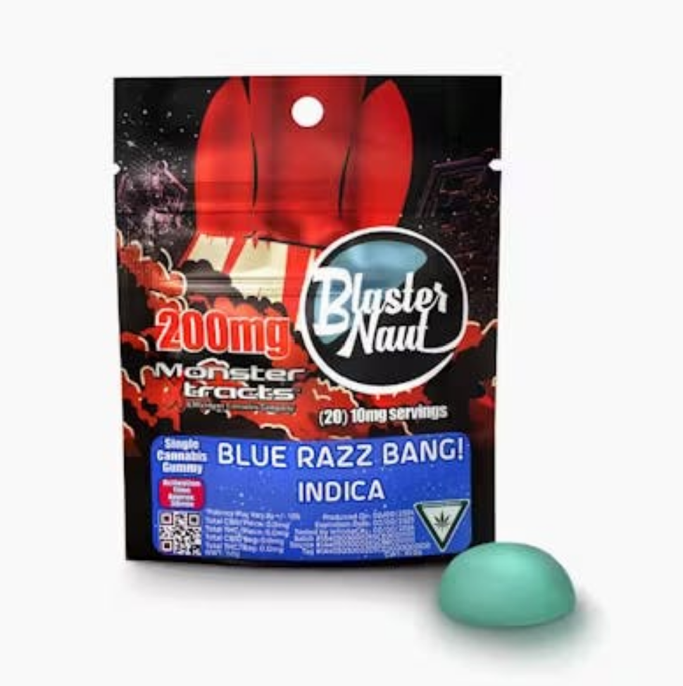 Photograph of product: Monster Xtracts - Blue Razz Bang Blasternaut Gummy 200mg | 10/$30