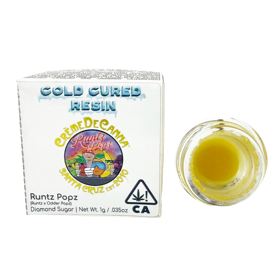 Photograph of product: CREME DE CANNA - RUNTZ POPZ CURED RESIN DIAMOND SUGAR 1G