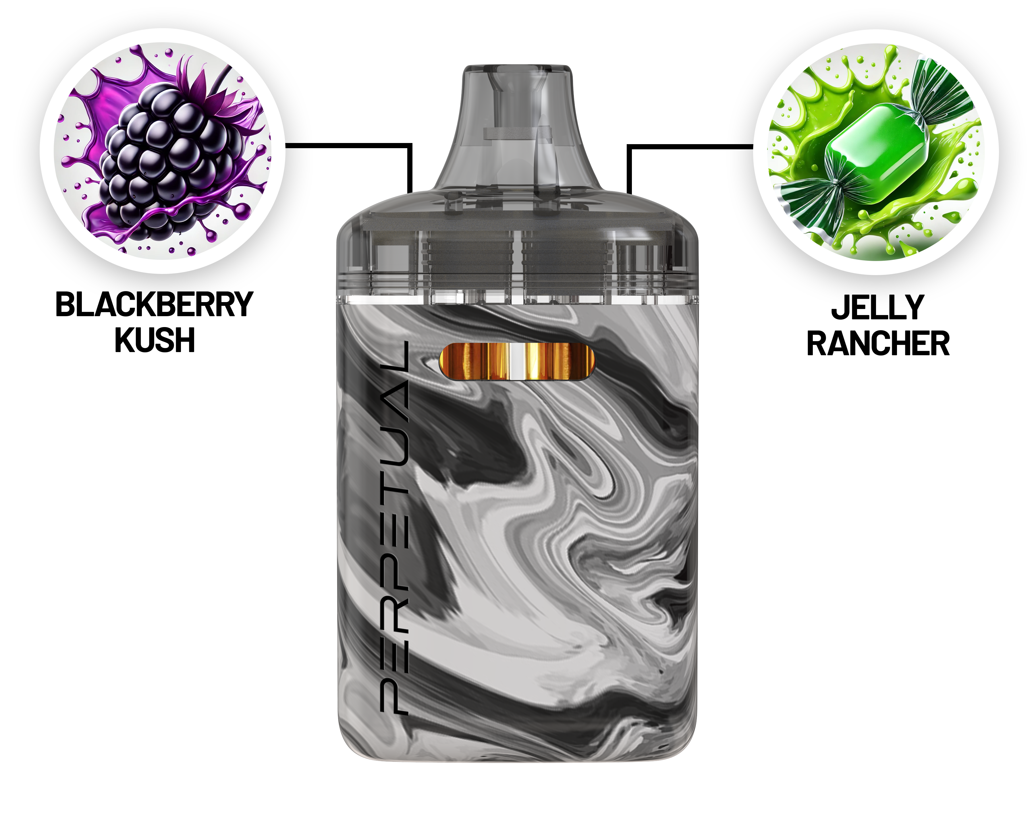 Photograph of product: Jelly Rancher & Blackberry Kush (H) - Dual Disposable Vape l (2g)