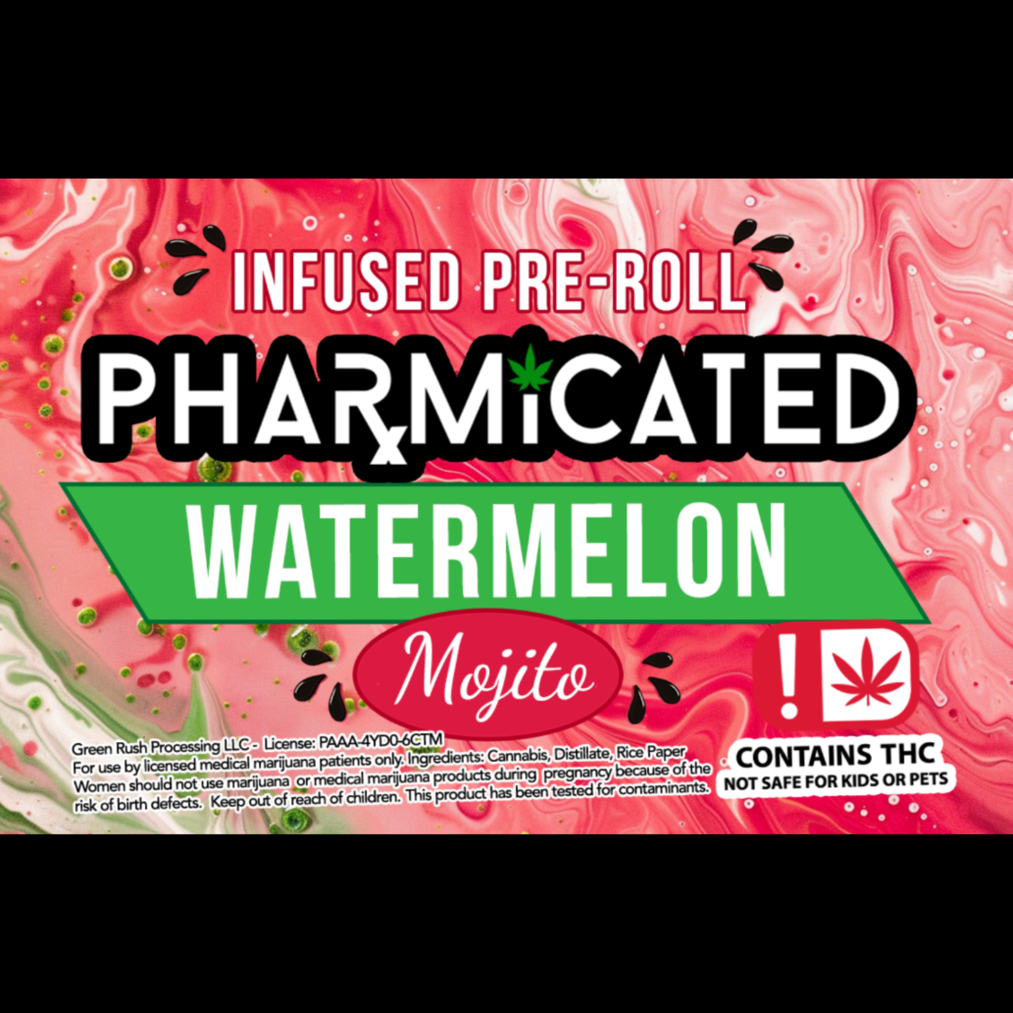 Photograph of Product: Green Rush Processing,LLC- Infused Pre-Roll-Watermelon Mojito