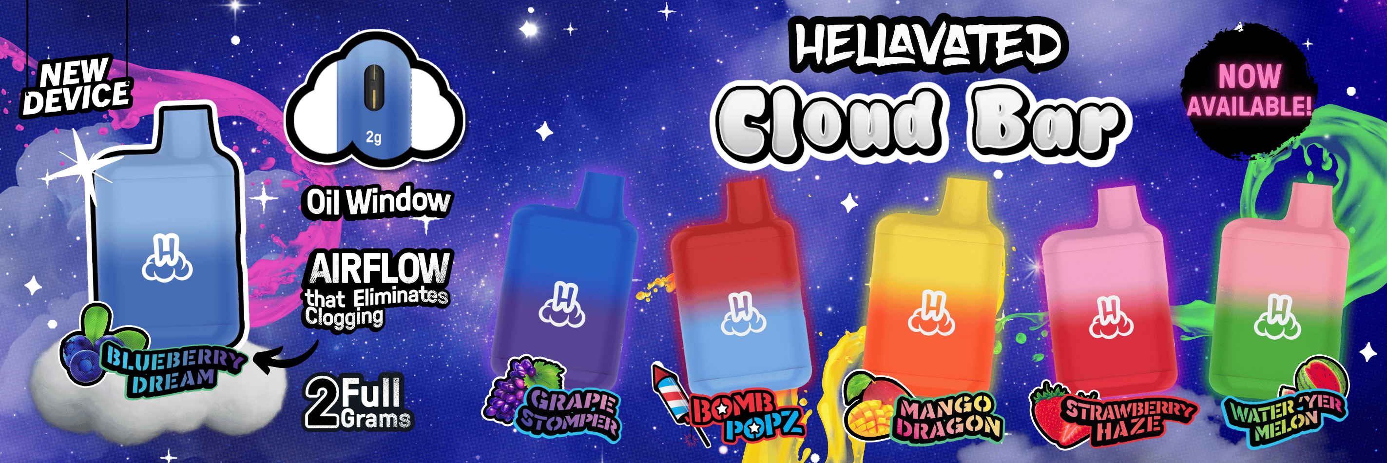 Photograph of product: Disposable - Hellavated - 2g Cloud Bar - Strawberry Haze