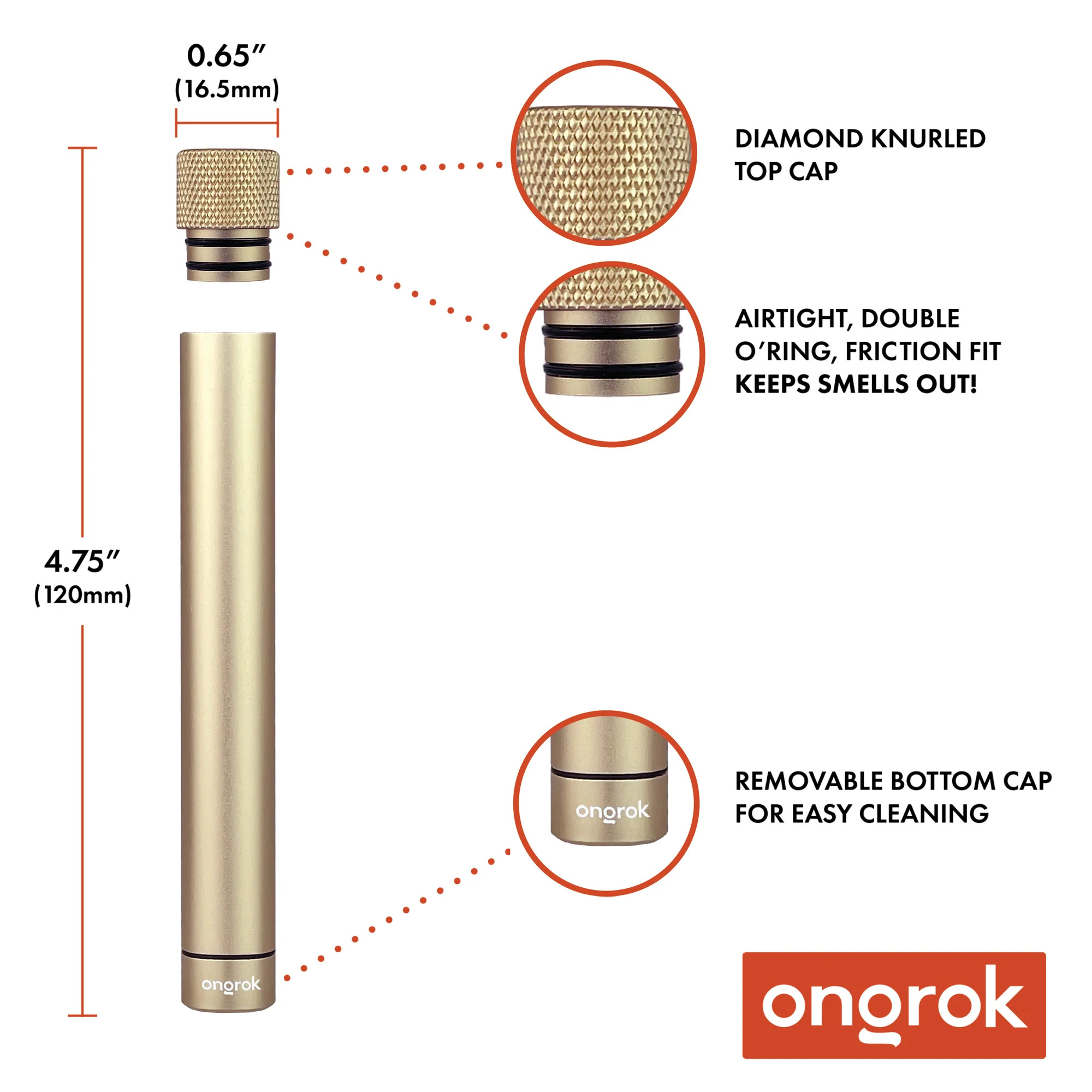 Photograph of product: Ongrok | Premium Storage Tube | Gold