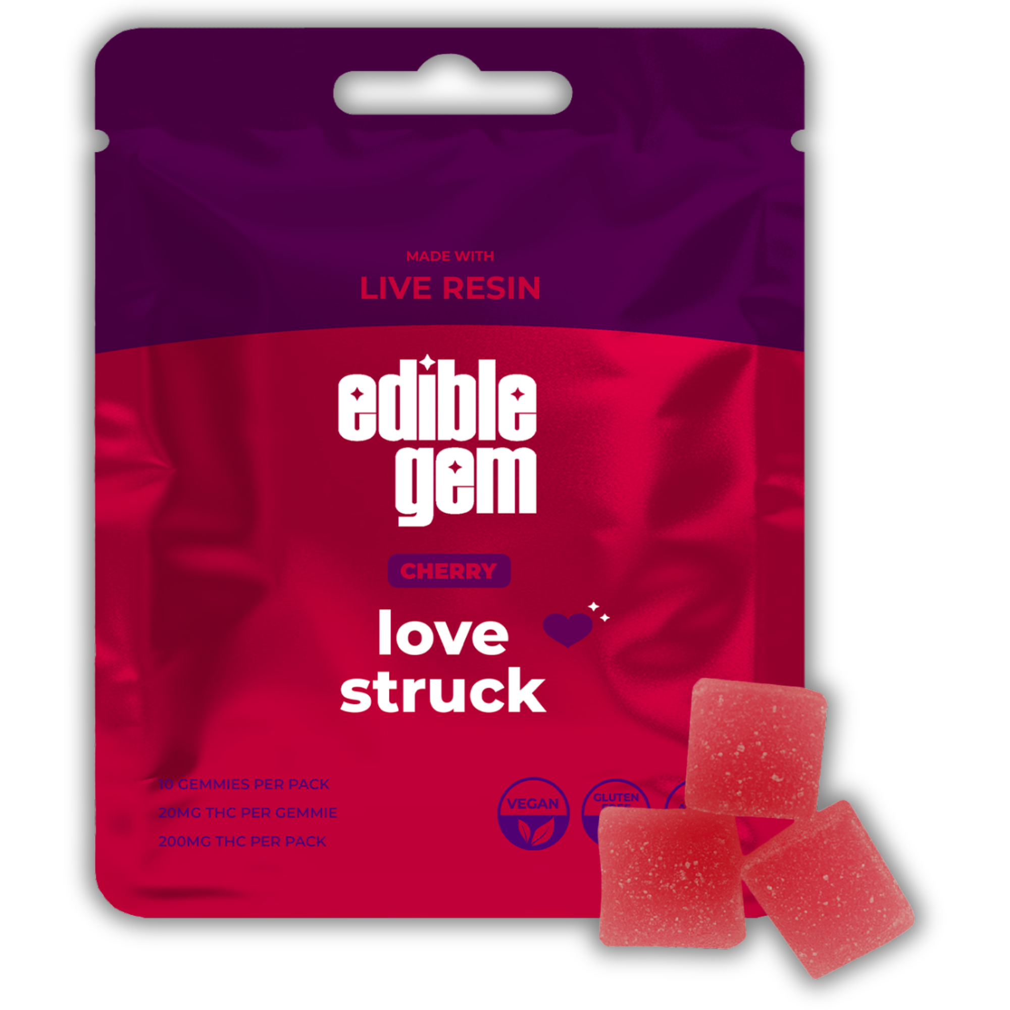 Photograph of product: Edible Gem | Live Resin Gummy | Cherry | 200mg