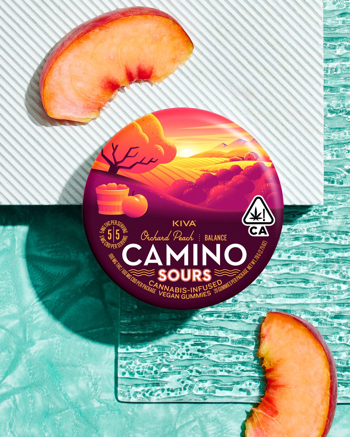 Photograph of product: ORCHARD PEACH SOURS 1:1 CBD:THC 100MG GUMMIES 10 PACK