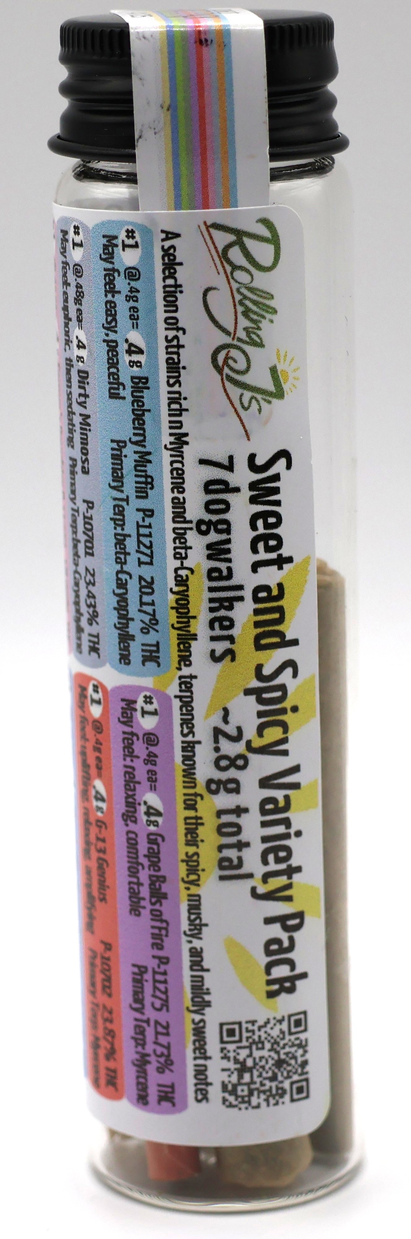 Photograph of product: Rolling J's | Sweet & Spicy Variety Pack | 7-Pack Dogwalkers | 2.7g