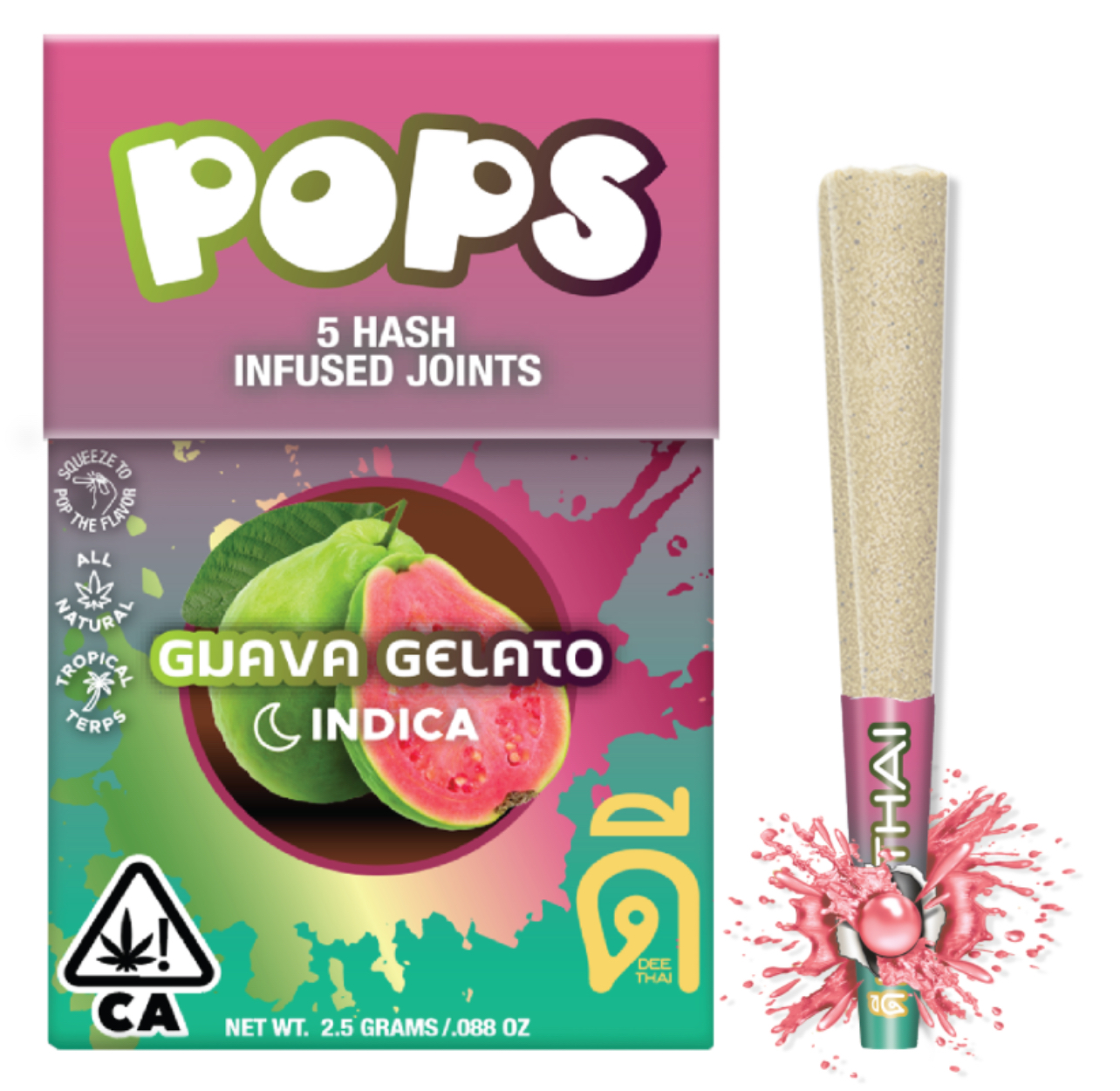 Photograph of product: POPS | GUAVA GELATO POPS |  au chocolat INF JOINTS 5PK | 2.5G