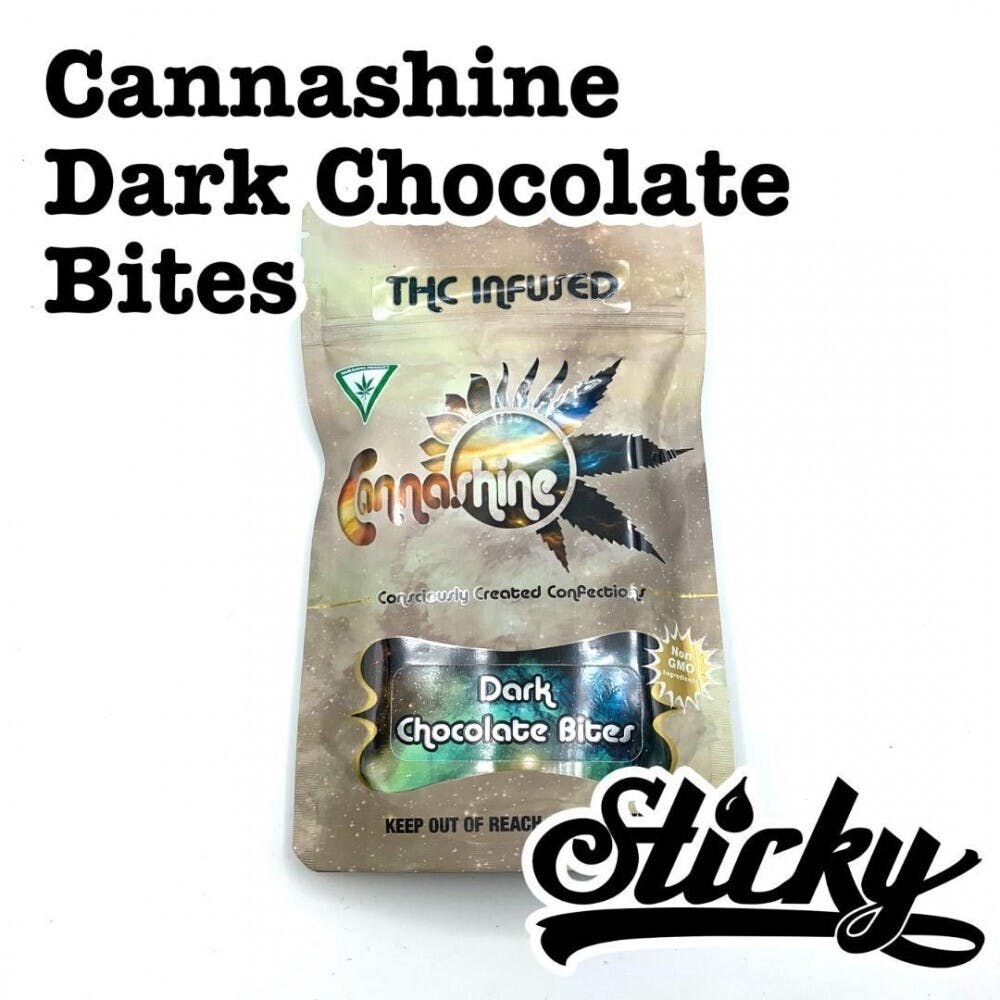 Photograph of product: Cannashine Dark Chocolate Bites 200mg
