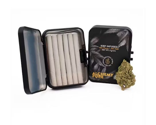 Photograph of product: Alchemy Pure | Nectarine Jelly Kief Infused Pre-Roll 6pk | Oui'd-Hybrid