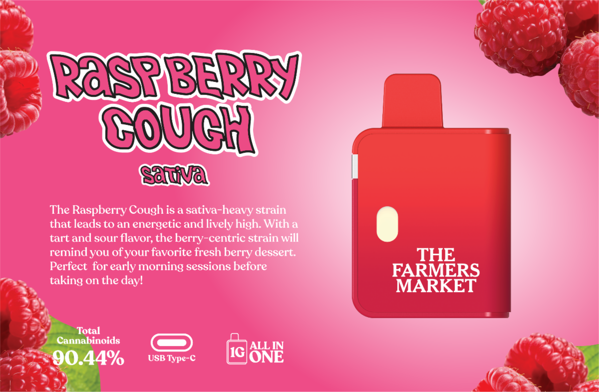 Photograph of product: The Farmers Market Vape Disposable 1g- Raspberry Cough
