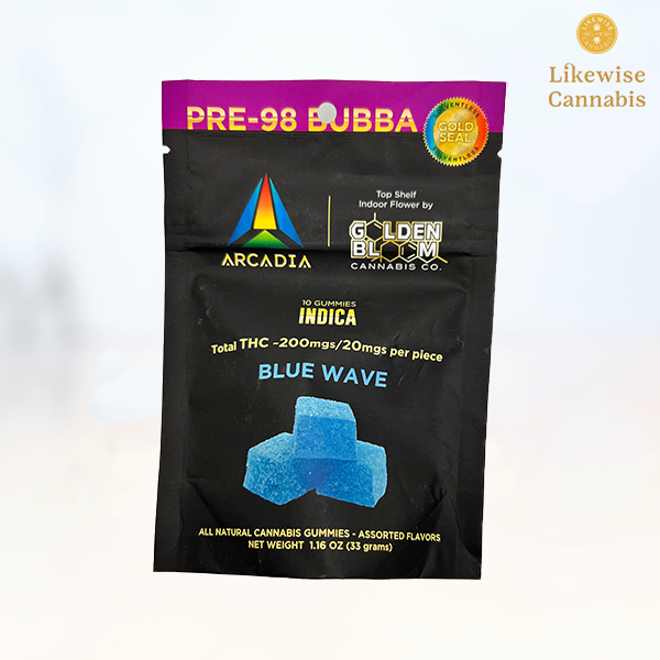 Photograph of Product: 10-PACK 200MG PRE-98 BUBBA BLUE WAVE ROSIN GUMMIES