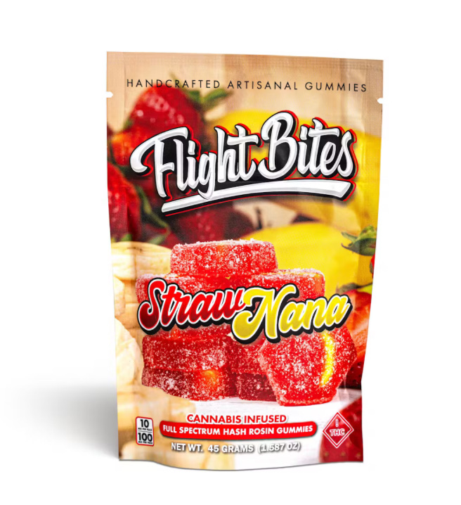 Photograph of product: Flight Bites Strawnana Rosin Gummies 10mg 10pk