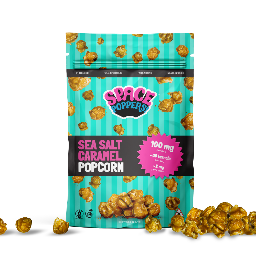 Photograph of product: Sea Salt Caramel Popcorn - 1:1 TH-oui:CBD - 100mg - 50 pack