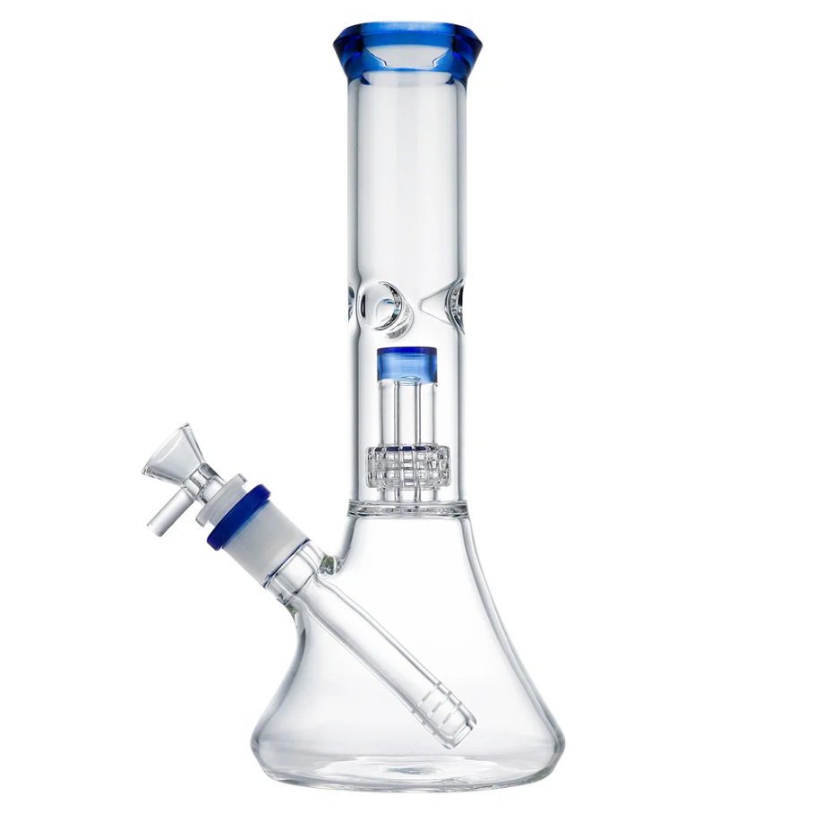 Photograph of product: (WATER PIPE) 10 INCH DIAMOND CUT UFO PERC - LIGHT BLUE