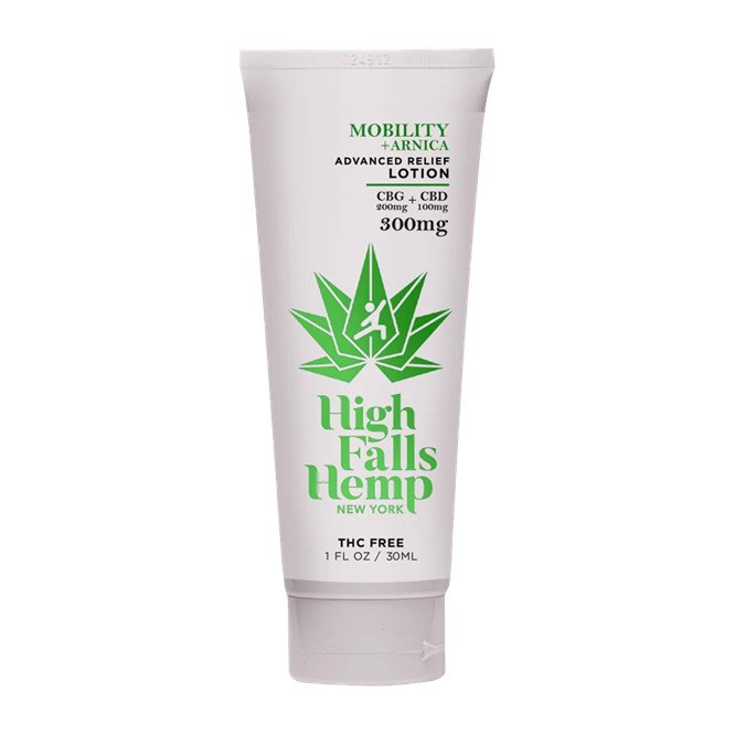 Photograph of product: High Falls Hemp | Mobility + Arnica | ONLY CBD + CBG Lotion 1200mg