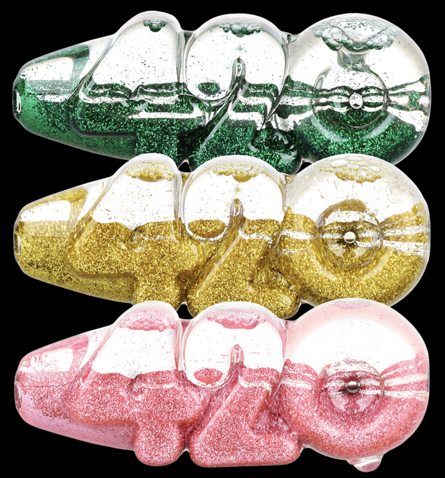 Photograph of product: Glitter 420 Glycerin Glass Hand Pipe  (4.25")