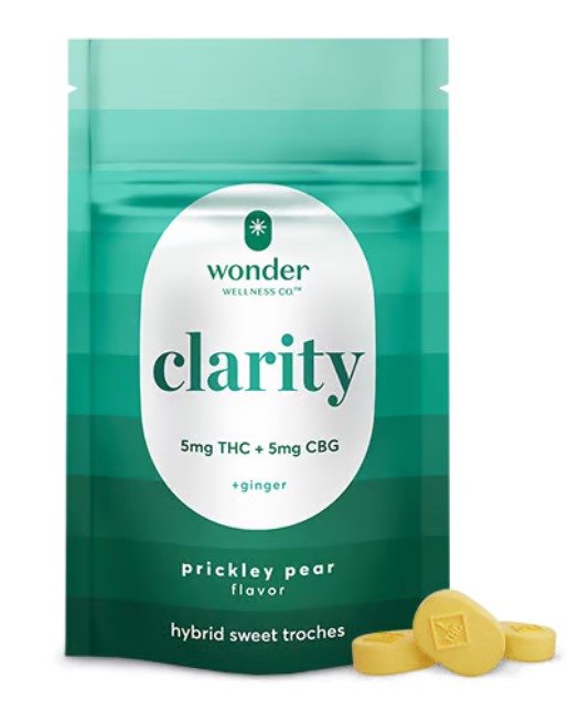 Photograph of product: 20ct/5mg Clarity Sweet Troches [1:1 TH-oui:CBG] (Prickly Pear)