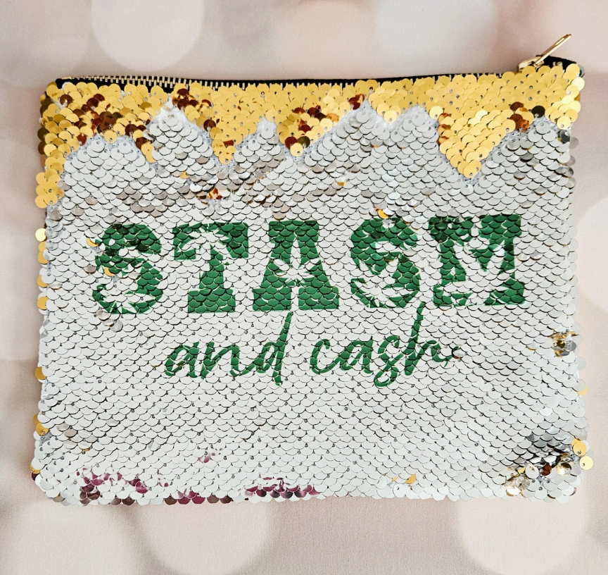 Photograph of product: Salt & Sparkle - Stash and Cash 420 Sequin Cosmetic Case