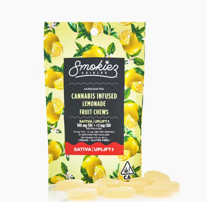 Photograph of product: LEMONADE FRUIT CHEWS 10 PACK 100MG
