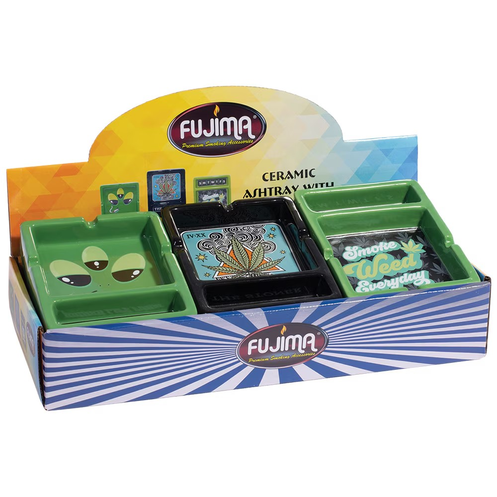 Photograph of product: Fujima Ceramic Ashtray W/ Stash Tray 5.4x4.1Assorted