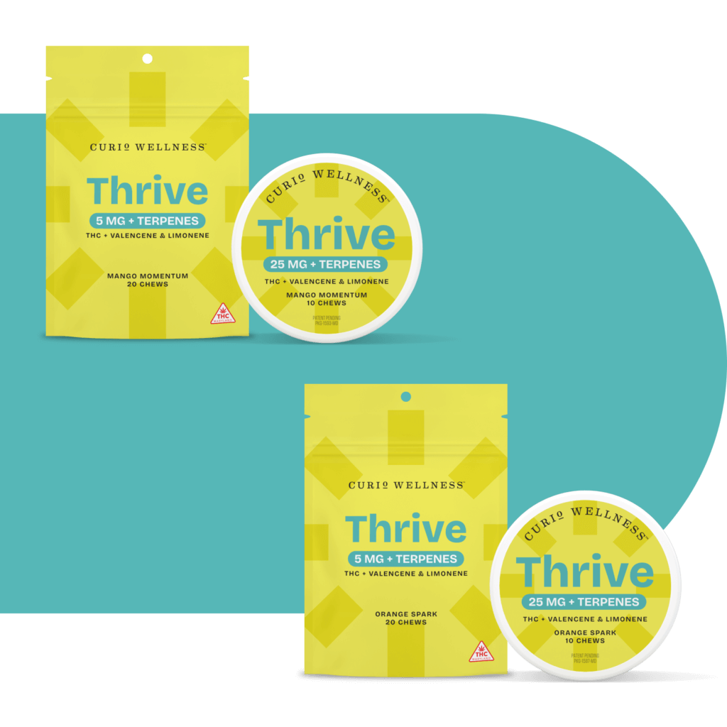 Photograph of product: Curio 5mg Thrive Mango Momentum Terpene Infused Chews (20pk) - 100mg