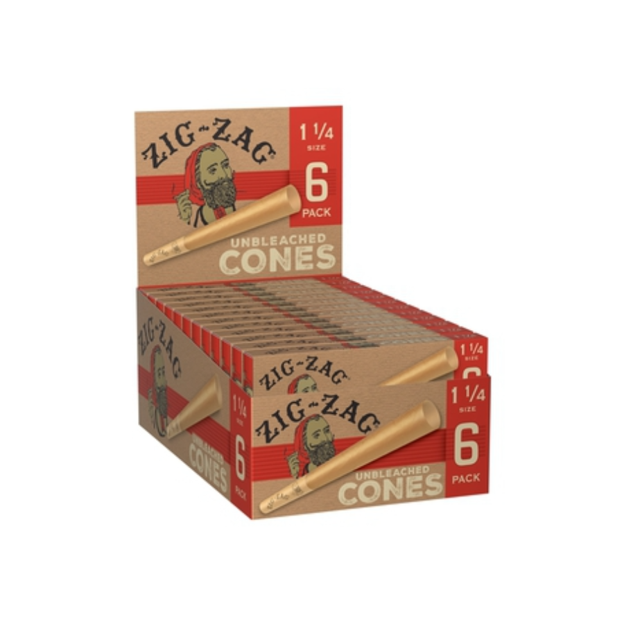Photograph of product: Zig Zag Unbleached Pre-Rolled Cones 1 1/4" 6pk