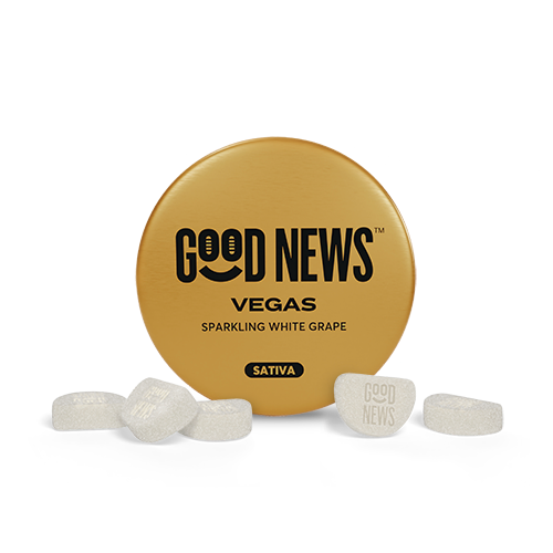 Photograph of product: Good News - Gummies Vegas Sparkling White Grape 10pk with Caffeine - 100mg