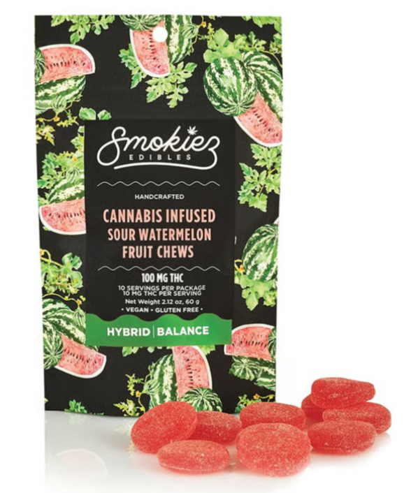 Photograph of product: Smokiez | Sour Watermelon | Fruit Chew | 100mg
