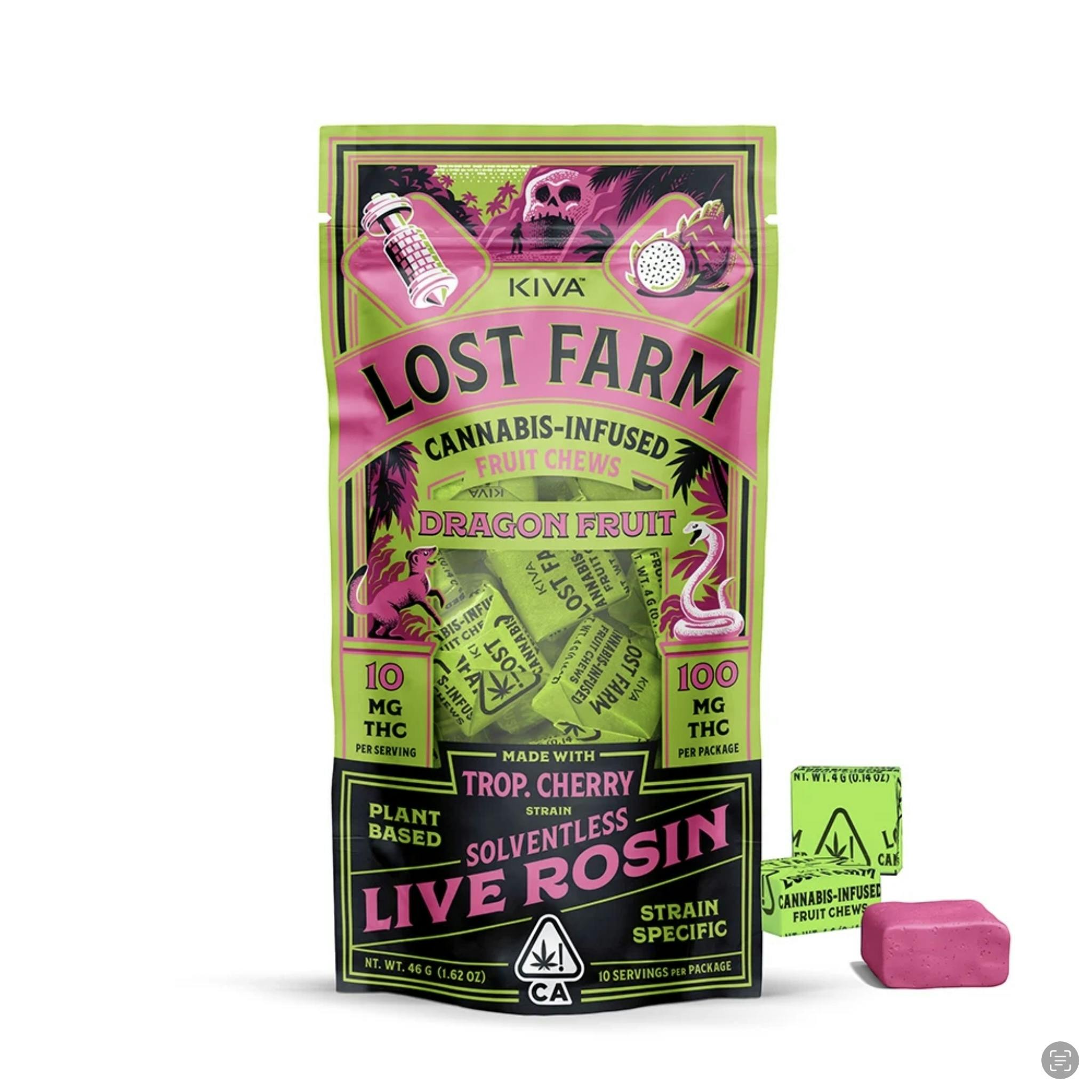 Photograph of product: Lost Farm - Dragon Fruit x Trop Cherry Live Rosin Infused Chews