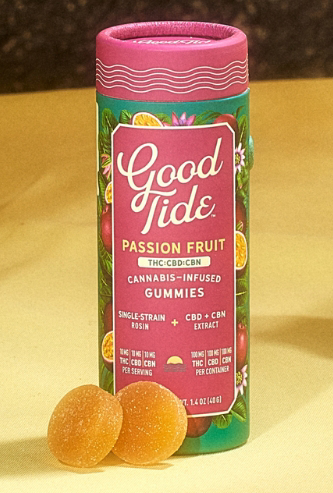Photograph of product: Passion Fruit - 1:1:1 TH-oui:CBD:CBN - 10pk 100mg - Good Tide