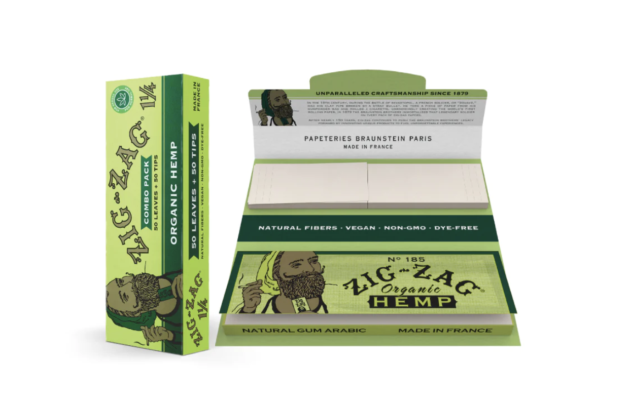 Photograph of product: ZIG-ZAG ORGANGIC HEMP ROLLING PAPERS COMBO PACK