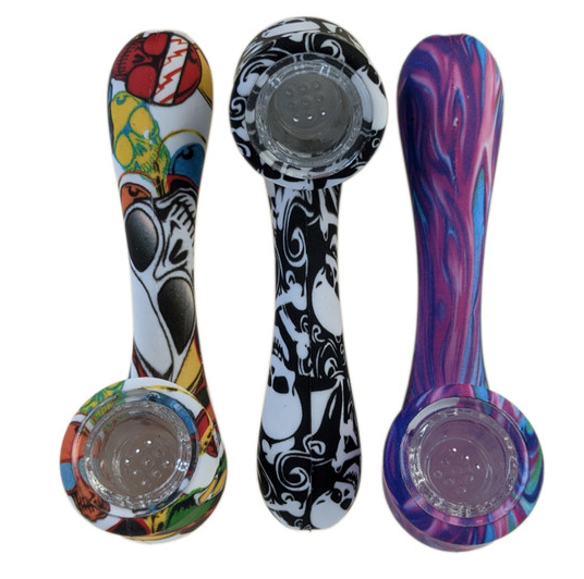 Photograph of product: 5.5" Silicone Hand Pipe with Glass Bowl