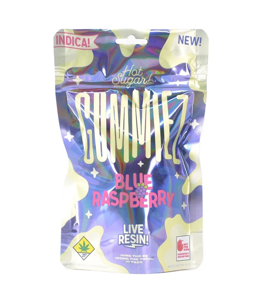 Photograph of product: Blue Raspberry Live Resin Oui'd Gummiez 10pk | 100mg