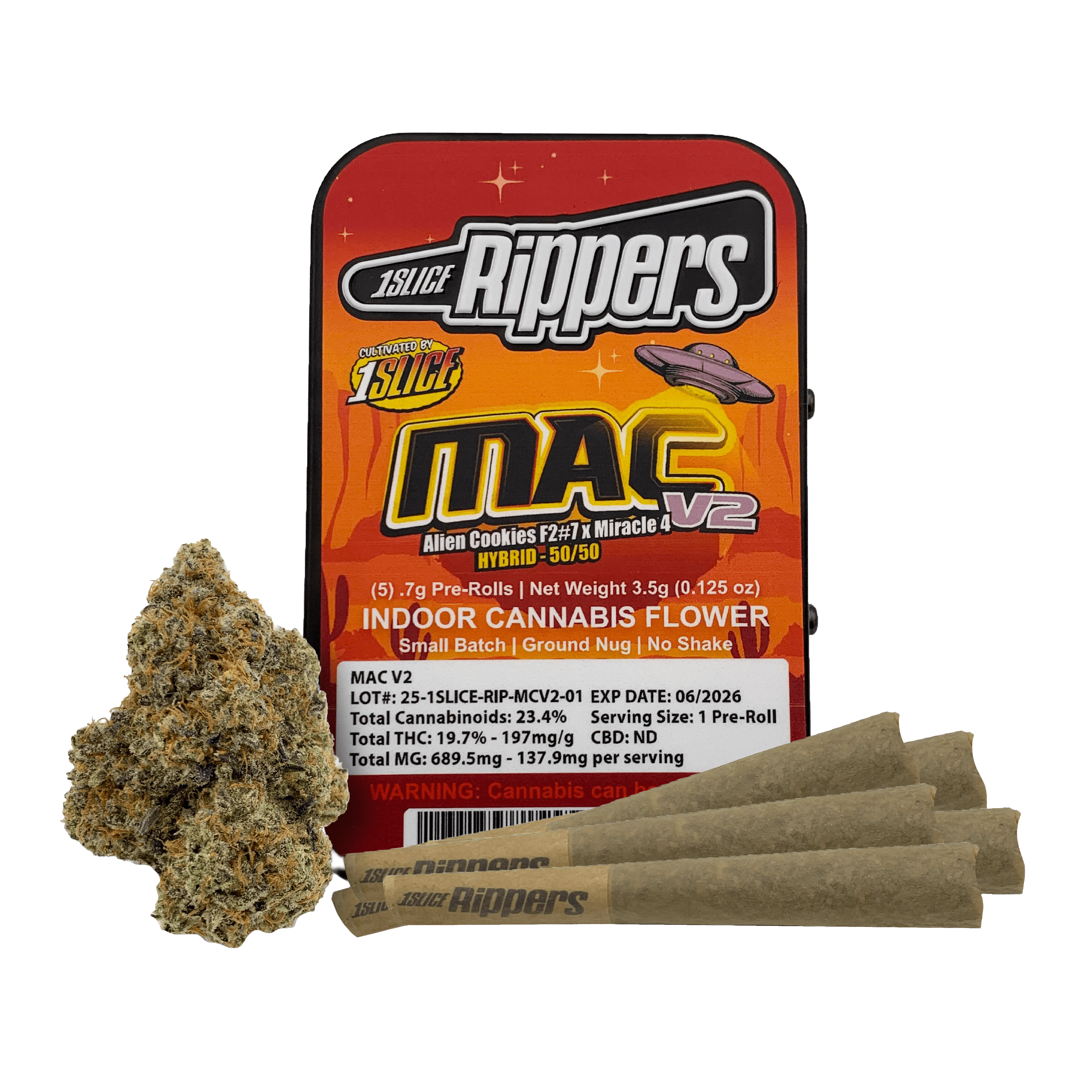 Photograph of product: 1Slice | Ripper 5 Pack | Mac V2 | 3.5g