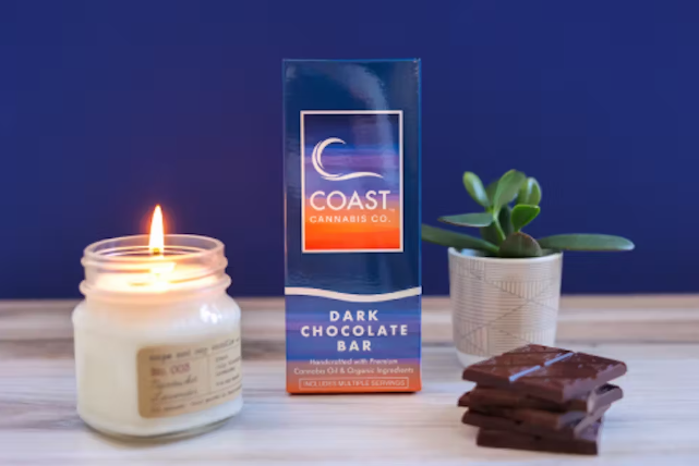Photograph of product: Coast Dark Chocolate (Relax) 1:1 Bar 5mg 20pc