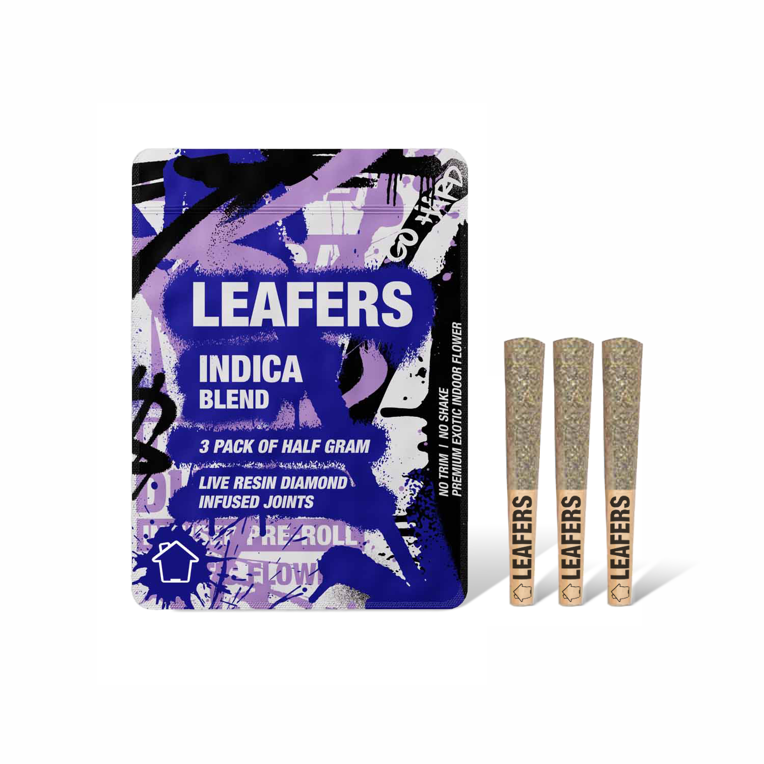 Photograph of product: Leafers - Live Resin Diamond Infused Prerolls 3pk - Oui'd Blend (I) (1.5g)