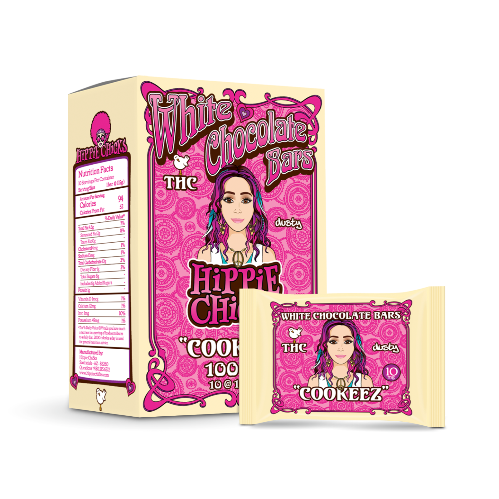 Photograph of product: Cookeez White Chocolate Bar | 100mg