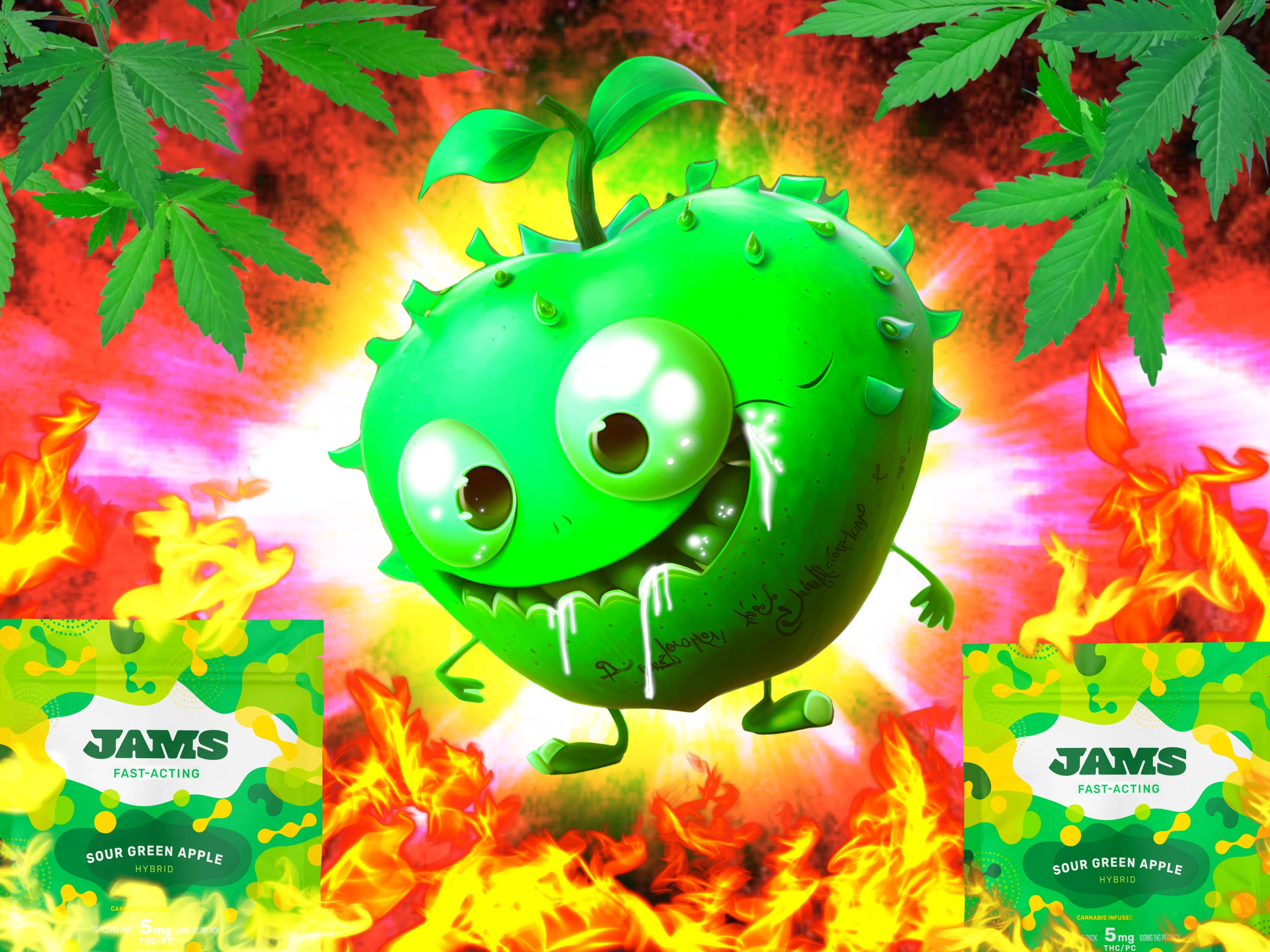 Photograph of product: Sour Green Apple | Fast Acting Jellies 100mg/20pk