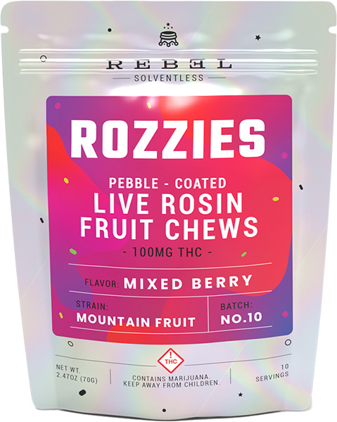 Photograph of product: REBEL | Rozzies Rosin Gummies | Mixed Berry
