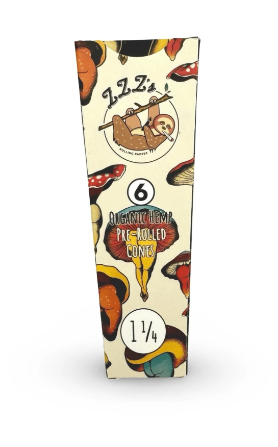 Photograph of product: ZZZ's "Shroom Booties" Organic 1 1/4 Cones 6pk