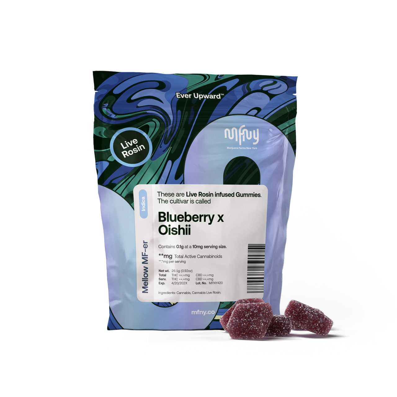 Photograph of product: Blueberry x Oishii Live Rosin Gummies | 10 pk