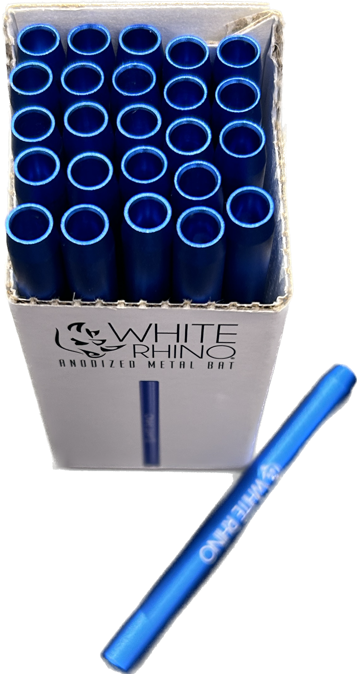 Photograph of product: ACC | White Rhino | Anodized Metal Taster Bat | 3"/Blue