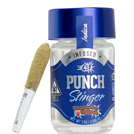 Photograph of product: D. Punch Stinger 5 x .5g Infused Pre Roll Pack - Watermelon Splash - 