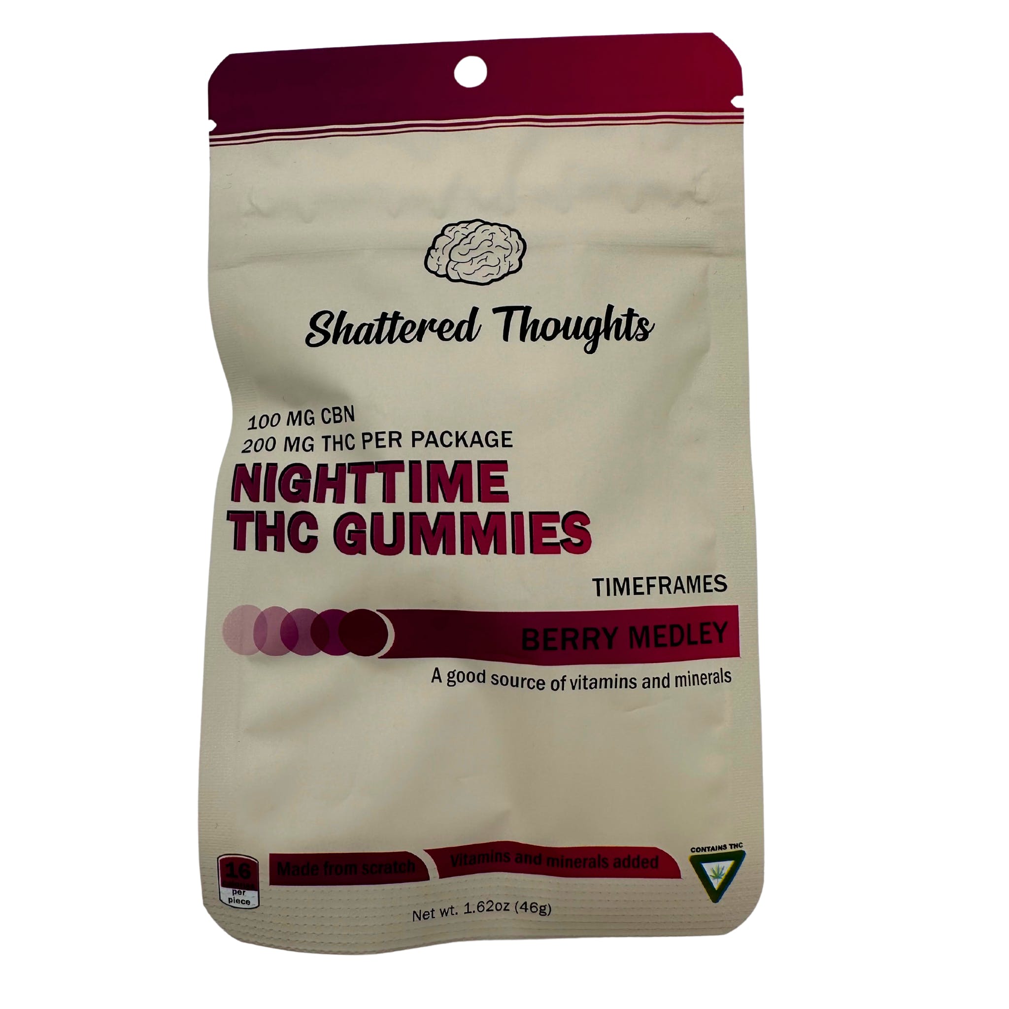 Photograph of product: Shattered Thoughts Gummies-Nighttime Berry Medley TH-oui:CBN -200mg